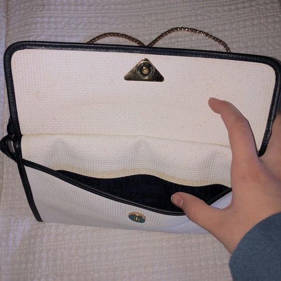YSL Vintage Cream Black Navy Crossbody Bag - Picture 6 of 11